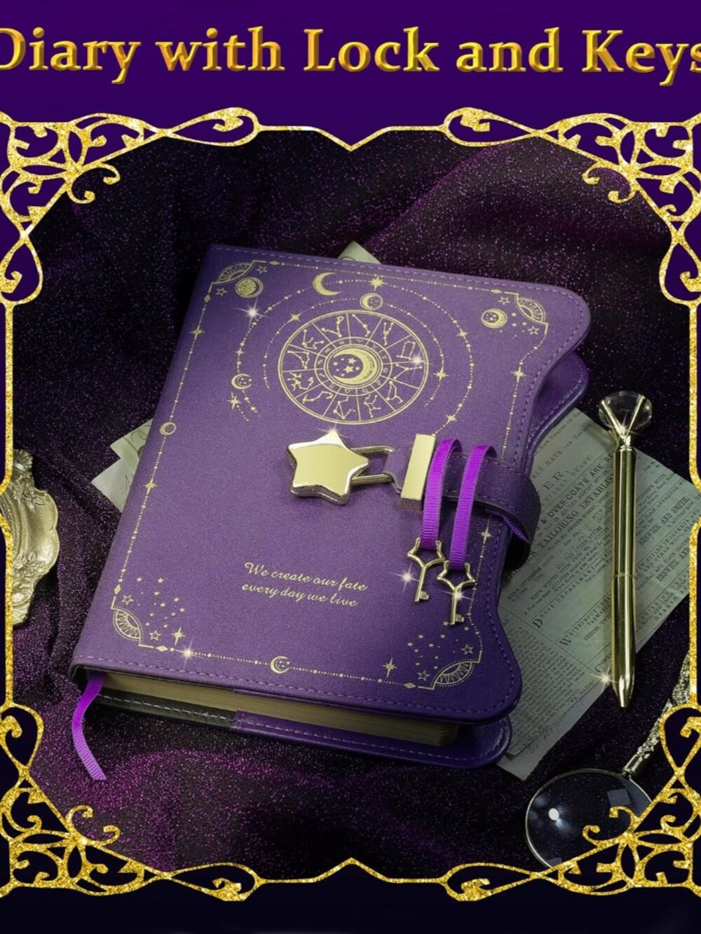 Diary with Lock and Keys for Girls Gift Ideas, 360 Kraft Pages Journal for Women - Picture 7 of 7